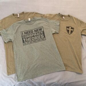 Gildan Next Level Shirt Lot Of 3 Mens‎ Medium Green Conspiracy Christian Flag
